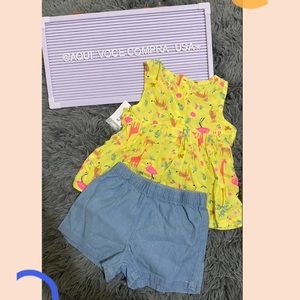 2-Piece Jungle Poplin Tank & Chambray Short Set